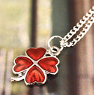 韓式紅色四葉草項鍊