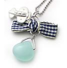 韓式飛機蝴蝶結項鍊（藍）