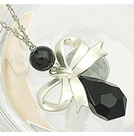 韓式蝴蝶結水滴項鍊(銀)