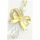 韓式蝴蝶結水滴項鍊(金)