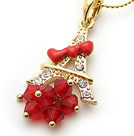 韓式紅水晶鐵塔項鍊