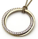 韓式青銅双圓釀鑽項鍊