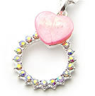 韓式粉色桃心水鑽項鍊