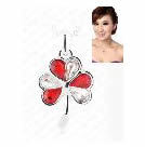 韓式綠色水晶三葉草項鍊(紅)