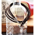 韓式小圓牌鉤鉤皮手鍊(咖啡色)