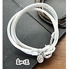 韓式小圓牌鉤鉤皮手鍊(白色)