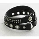 韓式皮革圓孔鉚釘手鍊(黑)