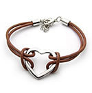 韓式愛心皮革手鍊(咖啡色)