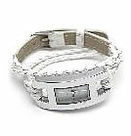 韓式手編皮繩時手錶(白)