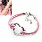 韓式愛心皮革手鍊(粉)
