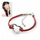 韓式愛心皮革手鍊(紅)