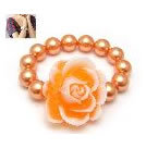 韓式珍珠玫瑰手鍊(橙)