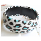 韓式豹紋寬版手鐲(藍)