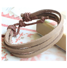 韓式真皮三層手環(淺咖)