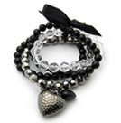 韓式桃心蝴蝶絲帶串珠手鍊