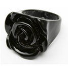 韓式浮雕黑玫瑰戒