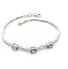 純銀四爪鑲鋯銀手鏈