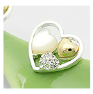 韓式雙心耳釘(白)