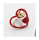 韓式雙心耳釘(紅)