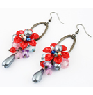 韓式珠花水滴耳環