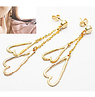 韓式雙心耳釘(金)