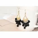韓式波希米亞黑色水滴耳環