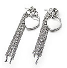 韓式滿鑽心鎖流蘇耳釘