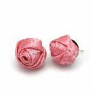 韓式玫瑰花水鑽耳釘(粉)