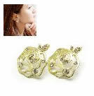 韓式簍空玫瑰花耳丁(金)