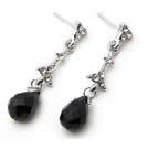 韓式黑色長水滴耳釘
