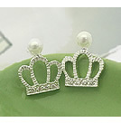 韓式皇冠珍珠耳釘
