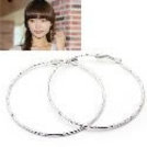 韓式刻紋大圈耳環(銀)