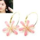 韓式大花辦耳環(粉)