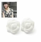 韓式可愛大玫瑰花朵耳釘(白)