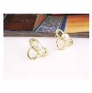 韓式珍珠三葉耳釘(金)