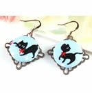 韓式小貓花盤耳環