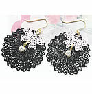 韓式蝴蝶結花圓盤耳環