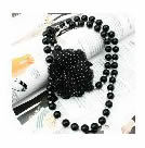 韓式黑色花朵串珠項鍊