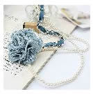 牛仔布藝珍珠項鍊