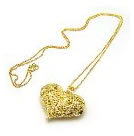 韓式立體閃亮金色簍空愛心項鍊