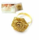 韓式靚麗絲網玫瑰色開口戒金色