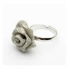 韓式靚麗絲網玫瑰色開口戒銀色